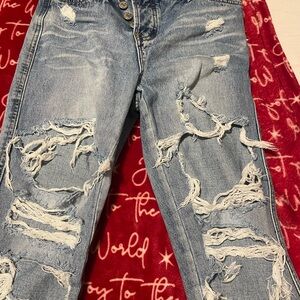Distressed Blue Jeans